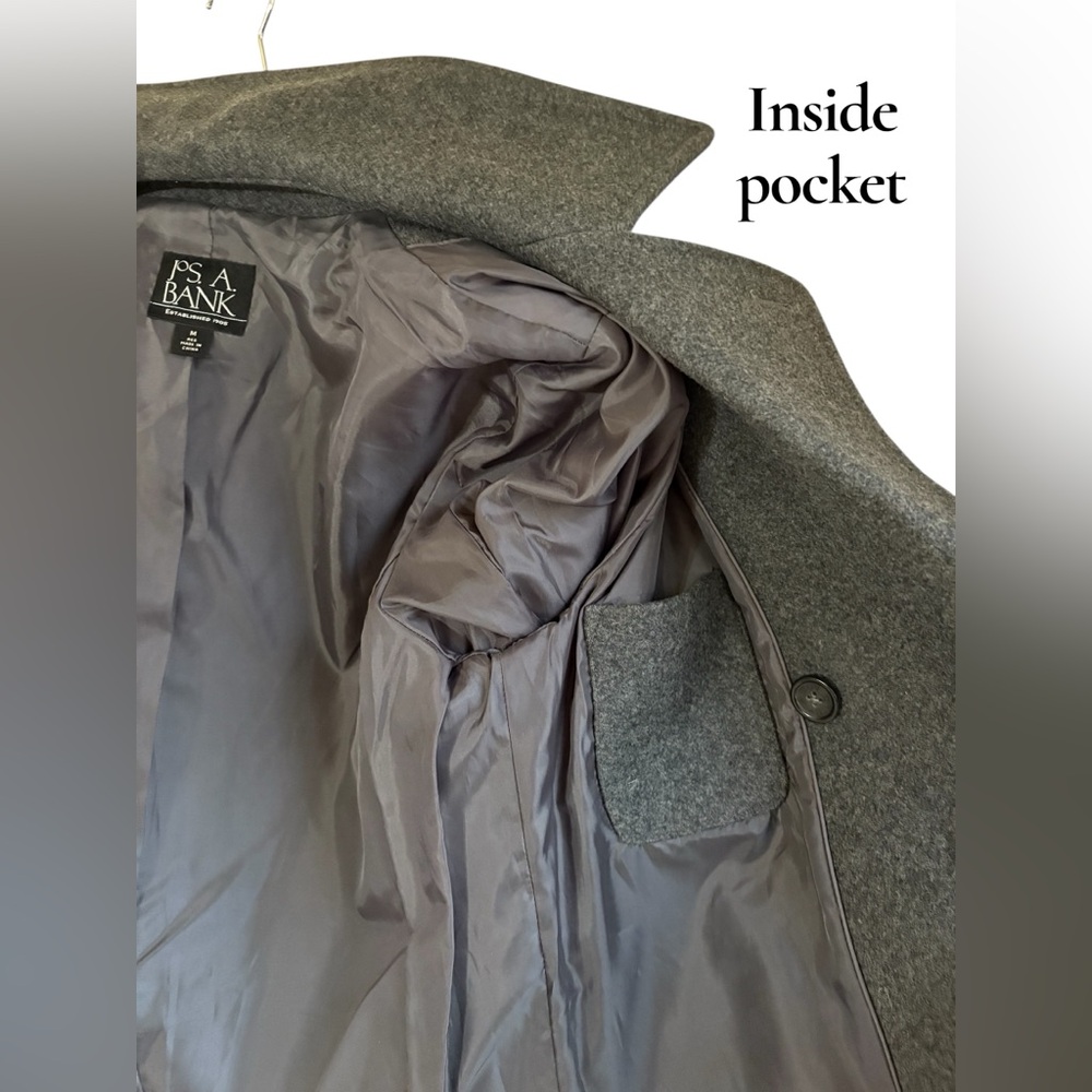 Jos. A. Bank Wool Pea Coat men’s medium regular. Charcoal gray. Like new! Sharp! - Picture 12 of 13